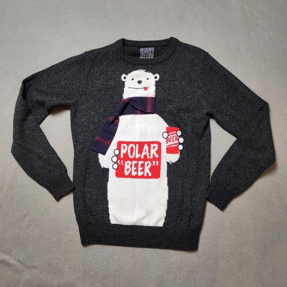 Ugly Christmas Sweater Funny Polar Beer Sweater - Unisex Polarbeer Sz S